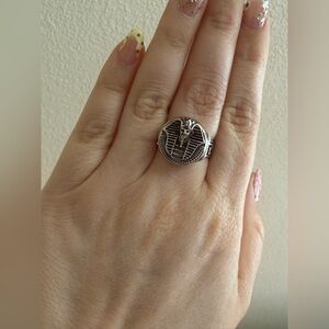Vintage Sterling Silver Pharaoh Locket Ring 925 Size 8.75 Unique Statement